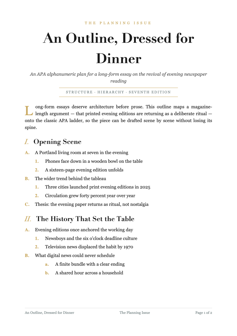 Editorial magazine apa outline format